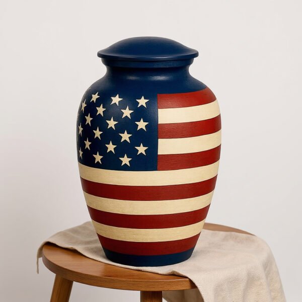 American Flag Cremation Urn – Patriotic Memorial Urn for Veterans