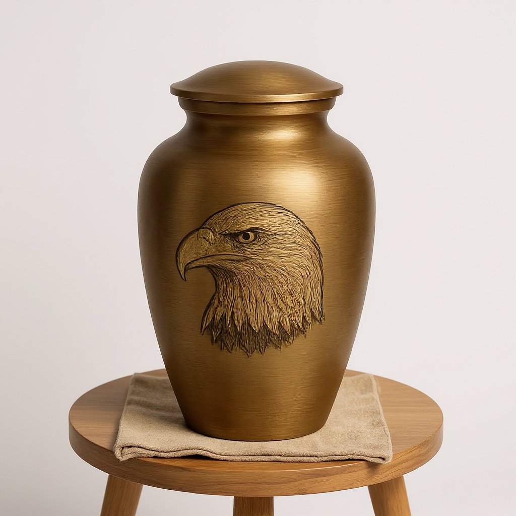 Gold Eagle Cremation Urn – Patriotic Memorial Urn for Ashes