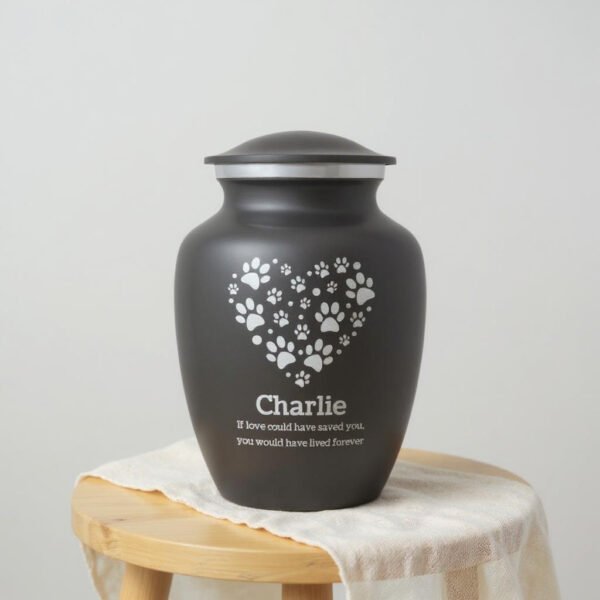 Pet Cremation Urn with Paw Print Heart Design