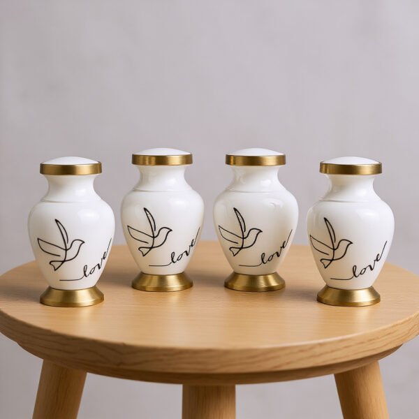 White Dove Keepsake Cremation Urns – Small Peace & Love Memorial Urns